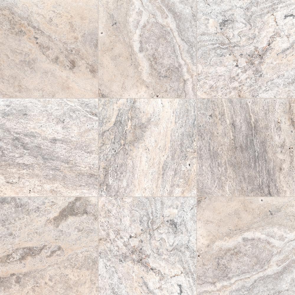 MSI Silver 2 cm. x 16 in. x 16 in.Tumbled Travertine Paver Tile (11.78 sq. ft.)