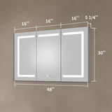 OLUMAT 48 in. W x 30 in. H Rectangular LED Anti-Fog Medicine Cabinet with Mirror