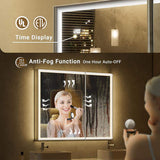 QueenFun Nova 24 in. W x 32 in. H Rectangular Aluminum Recessed/Wall Mount Dimmable Fogless Lighted Medicine Cabinet with Mirror