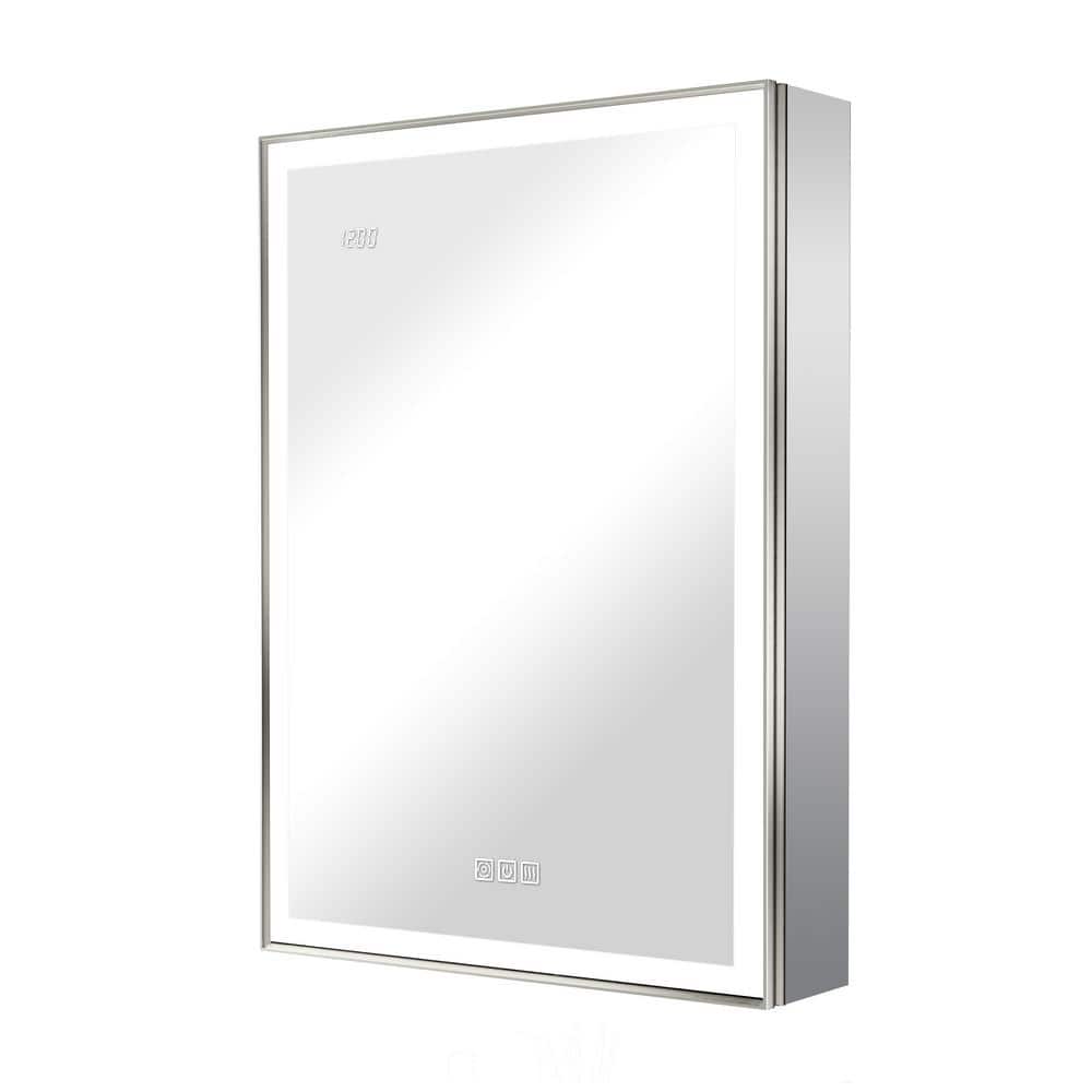 QueenFun Nova 24 in. W x 32 in. H Rectangular Aluminum Recessed/Wall Mount Dimmable Fogless Lighted Medicine Cabinet with Mirror