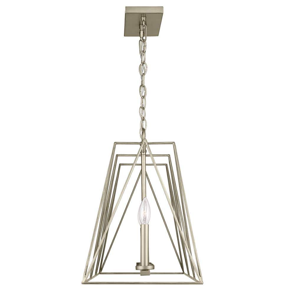 Progress Lighting Ferncroft 5-Light Silver Ridge Chandelier with Antique Nickel Accents