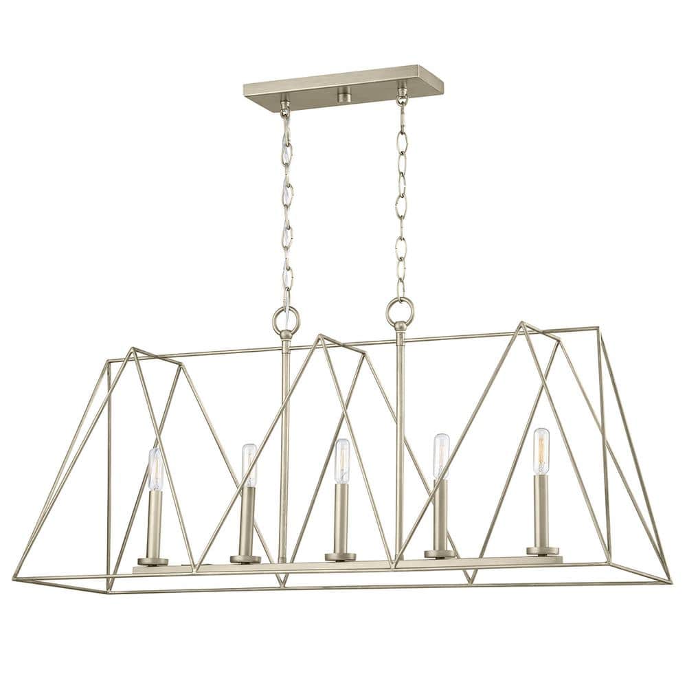 Progress Lighting Ferncroft 5-Light Silver Ridge Chandelier with Antique Nickel Accents