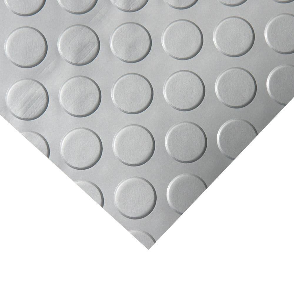 Rubber-Cal "Coin-Grip Metallic" 4 ft. x 4 ft. Silver Commercial PVC Flooring