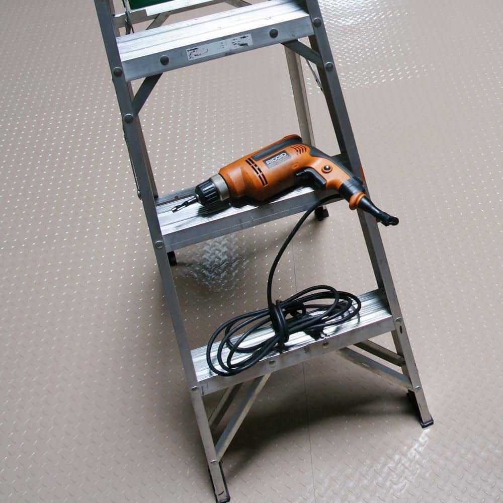 Rubber-Cal Diamond-Plate Metallic 4 ft. x 6 ft. Silver PVC Flooring (24 sq. ft.)