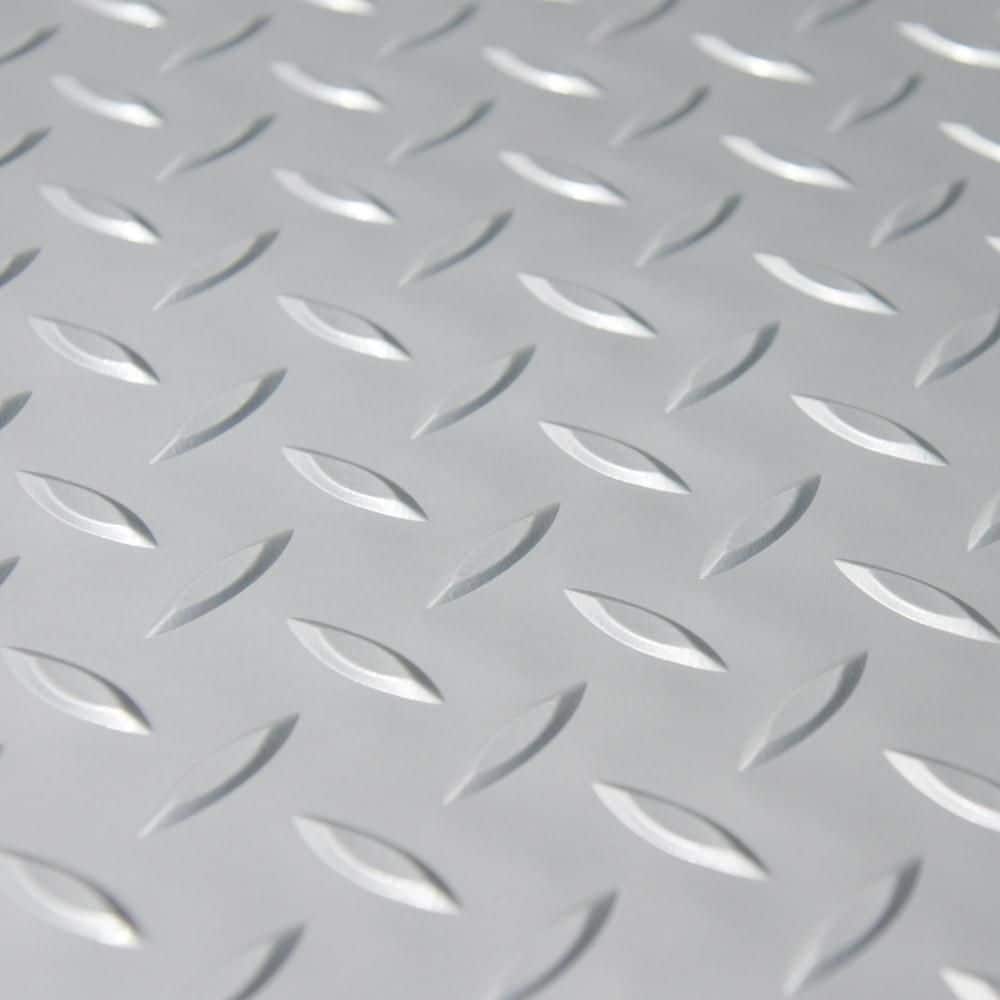 Rubber-Cal Diamond-Plate Metallic 4 ft. x 20 ft. Silver PVC Flooring (80 sq. ft.)