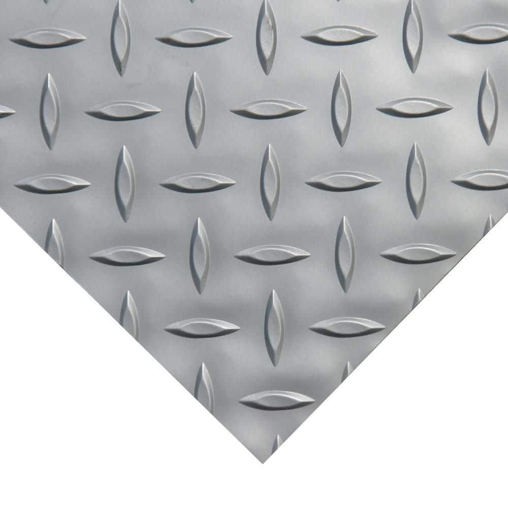 Rubber-Cal Diamond-Plate Metallic 4 ft. x 20 ft. Silver PVC Flooring (80 sq. ft.)