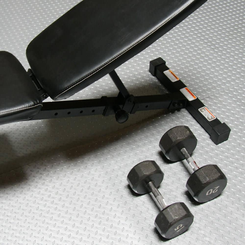 Rubber-Cal Diamond-Plate Metallic 4 ft. x 25 ft. Silver PVC Flooring (100 sq. ft.)