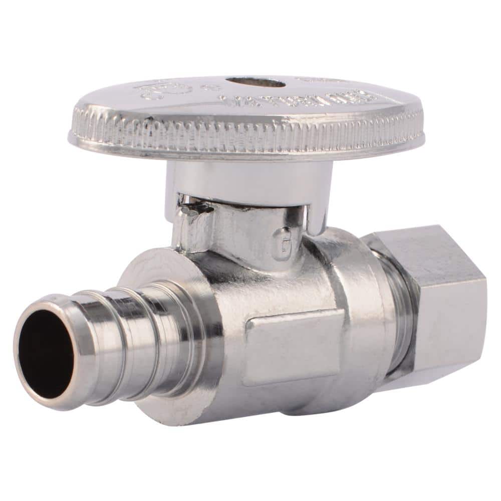 SharkBite Brass 1/2-in PEX Barb x 3/8-in OD Compression Quarter Turn Straight Valve