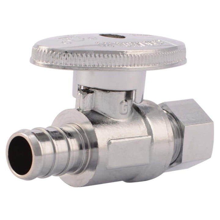 SharkBite Brass 1/2-in PEX Barb x 3/8-in OD Compression Quarter Turn Straight Valve