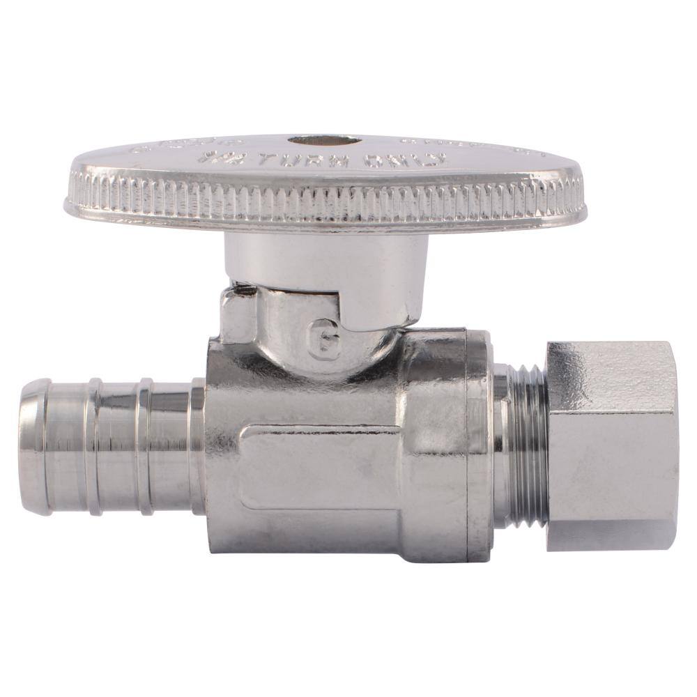 SharkBite 4-Pack Brass 1/2-in PEX Barb x 3/8-in OD Compression Quarter-Turn Straight Stop Valve