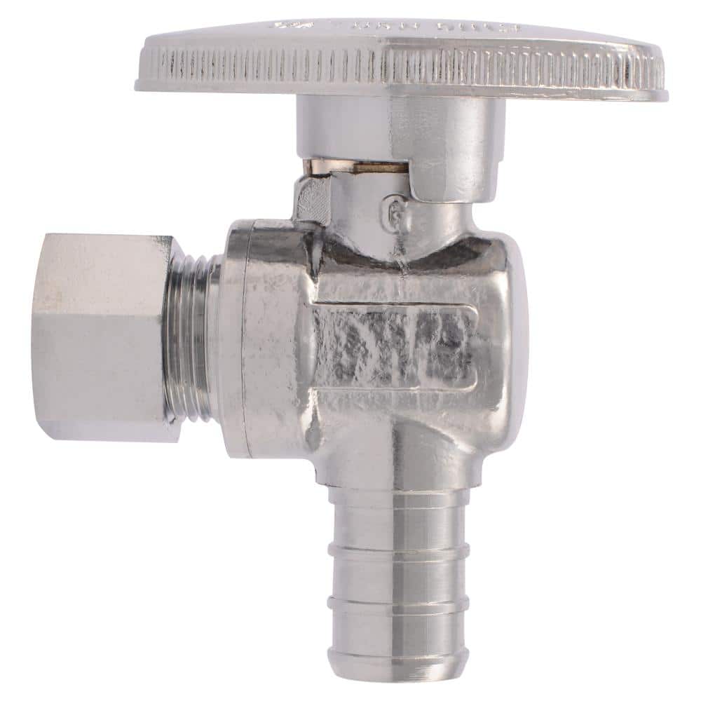SharkBite Brass 1/2-in PEX Barb x 3/8-in OD Compression Quarter-Turn Angle Valve