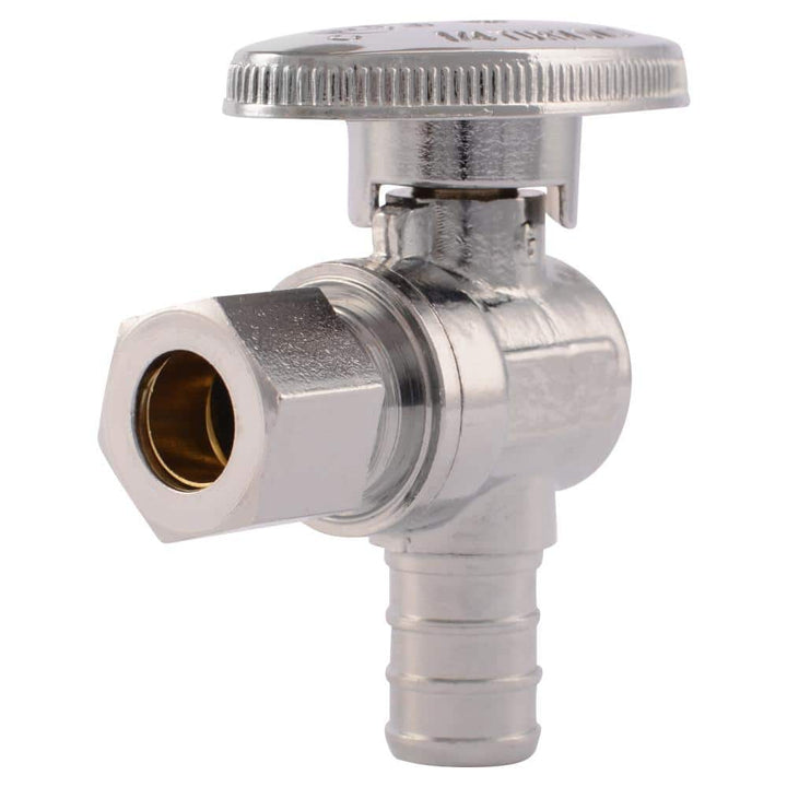 SharkBite Brass 1/2-in PEX Barb x 3/8-in OD Compression Quarter-Turn Angle Valve