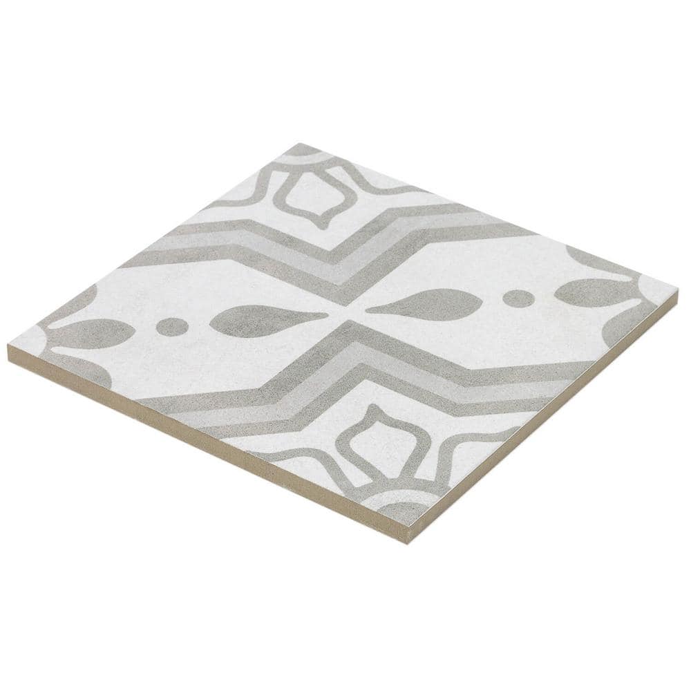 Ivy Hill Tile Sintra Silver Sky Encaustic 9 in. x 9 in. x 10mm Matte Porcelain Floor and Wall Tile (20 Pieces, 10.65 sq. ft. per Box)