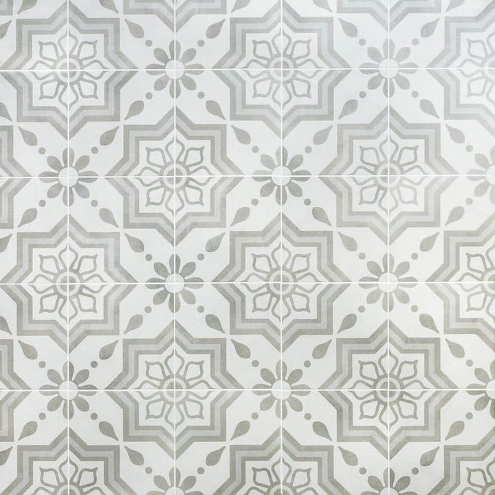 Ivy Hill Tile Sintra Silver Sky Encaustic 9 in. x 9 in. x 10mm Matte Porcelain Floor and Wall Tile (20 Pieces, 10.65 sq. ft. per Box)