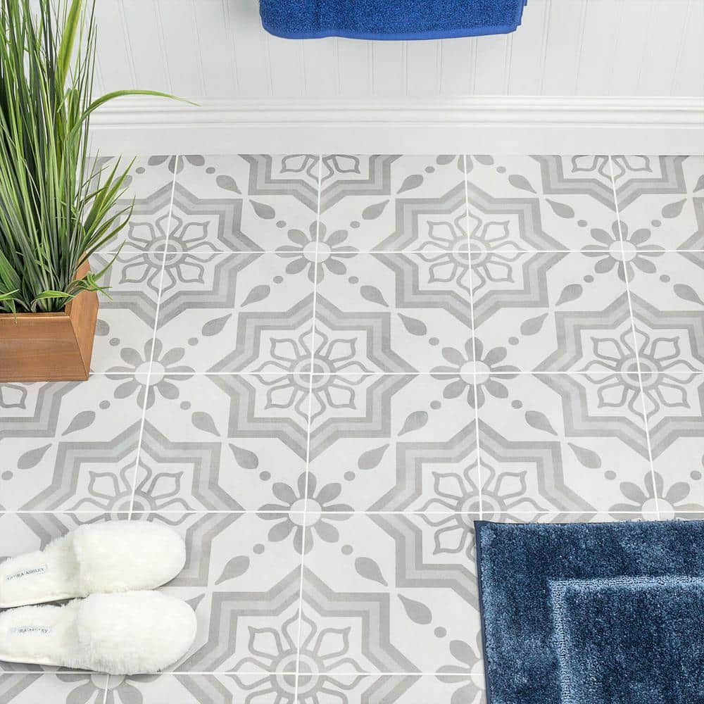 Ivy Hill Tile Sintra Silver Sky Encaustic 9 in. x 9 in. x 10mm Matte Porcelain Floor and Wall Tile (20 Pieces, 10.65 sq. ft. per Box)