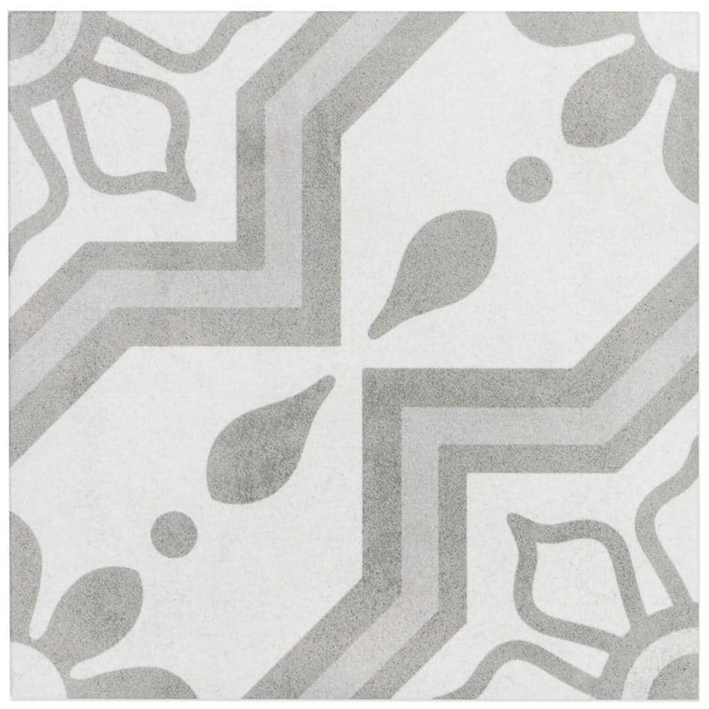 Ivy Hill Tile Sintra Silver Sky Encaustic 9 in. x 9 in. x 10mm Matte Porcelain Floor and Wall Tile (20 Pieces, 10.65 sq. ft. per Box)