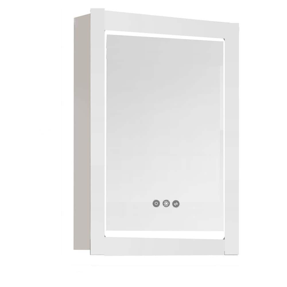 Tileon 19.75 in. W x 27.50 in. H Rectangular Steel Medicine Cabinet with Mirror, Lighted Organizer with 3-Shelves - Silver