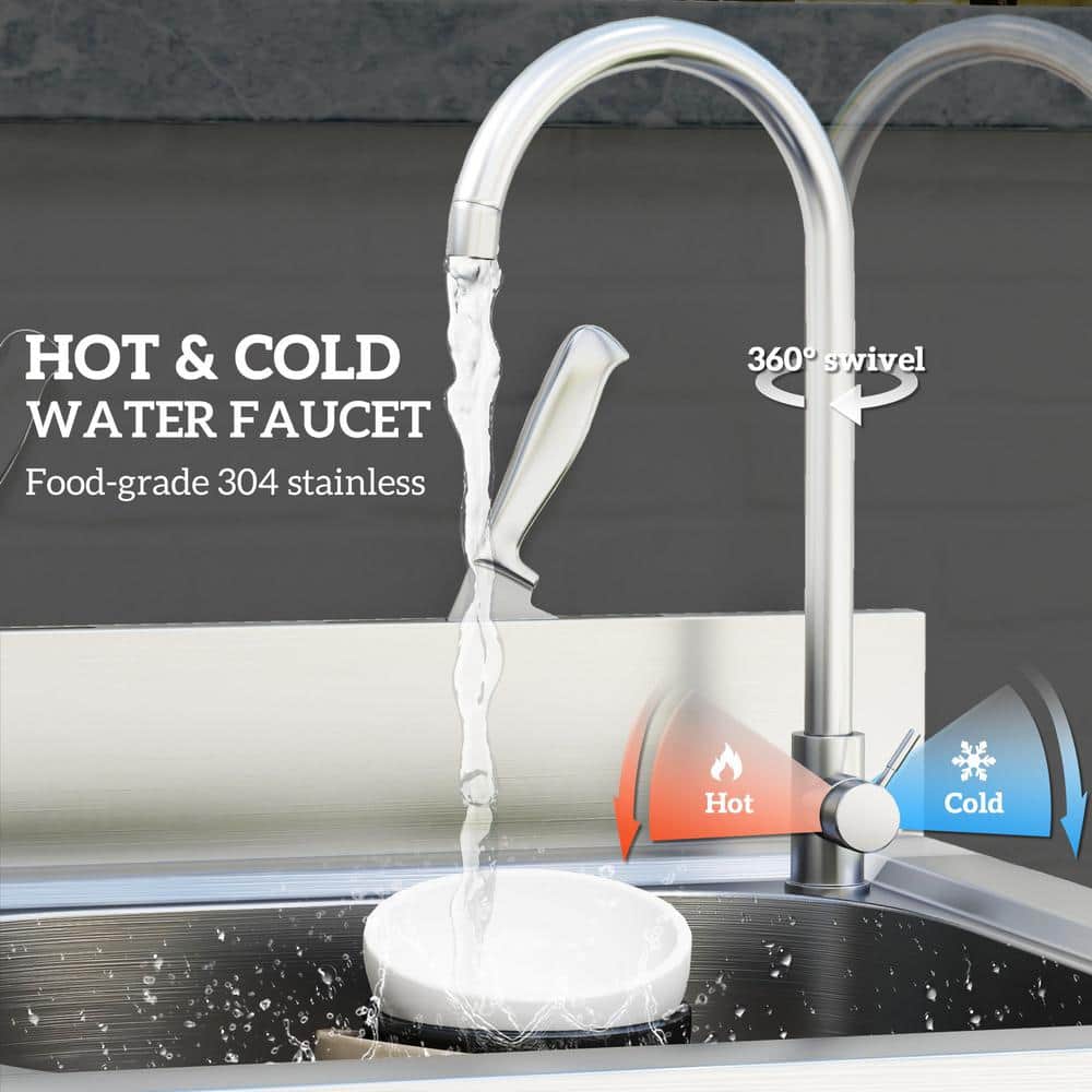 Unbranded 21.70 in. D x 19.70 in. W Freestanding Laundry/Utility Sink with Cold and Hot Water Pipe and Storage Shelf in Silver