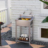 Freestanding Stainless Steel Laundry & Utility Sink with Faucet