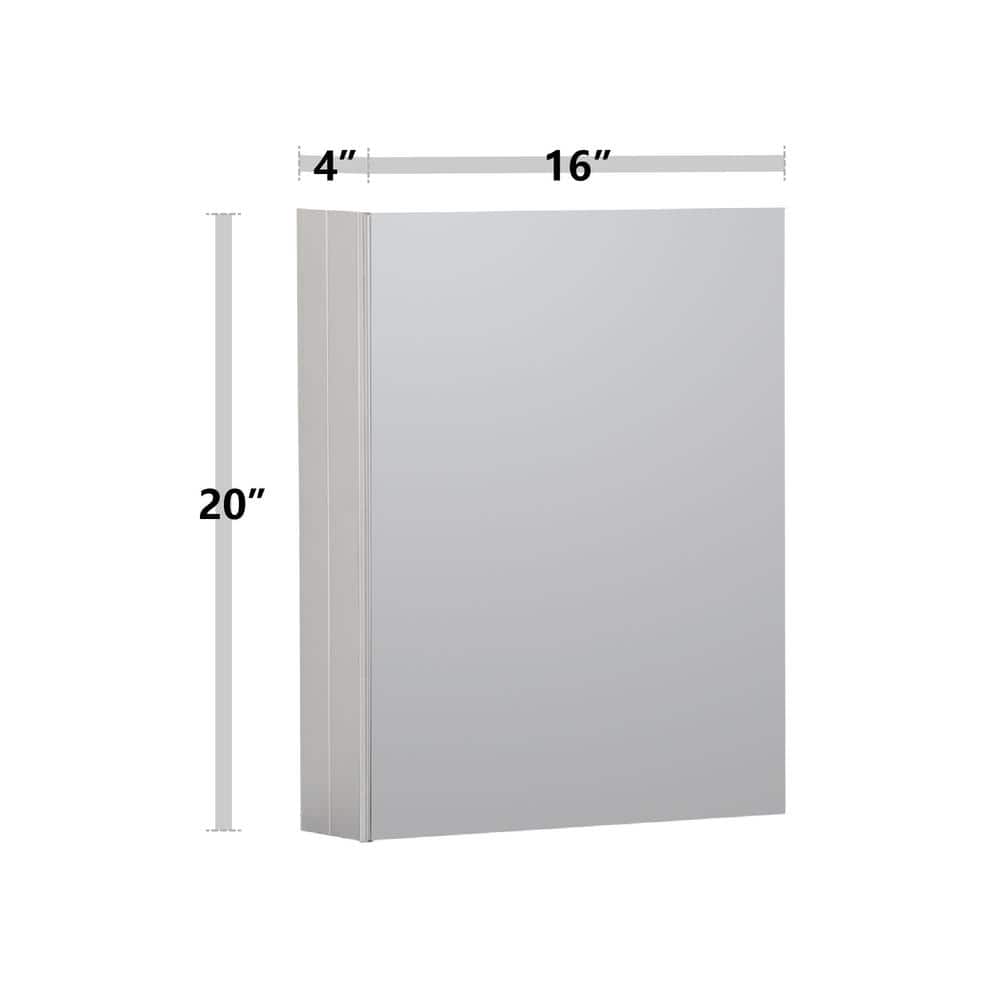 WELLFOR 16 in. W x 20 in. H Medium Rectangular Silver Aluminum Recessed/Surface Mount Medicine Cabinet with Mirror