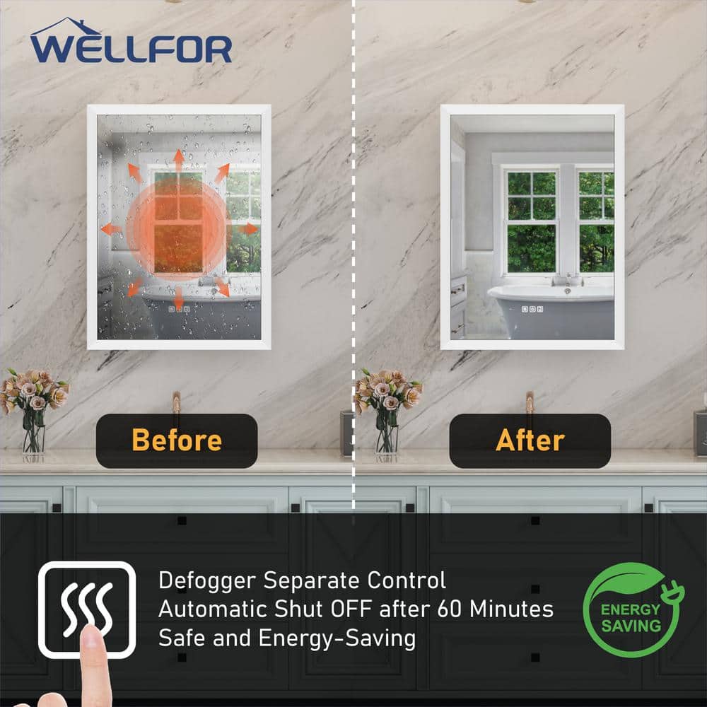 WELLFOR Aurora 24 in. W x 32 in. H Rectangular Surface or Recessed Mount Aluminum Medicine Cabinet with Mirror-Left Opening Door