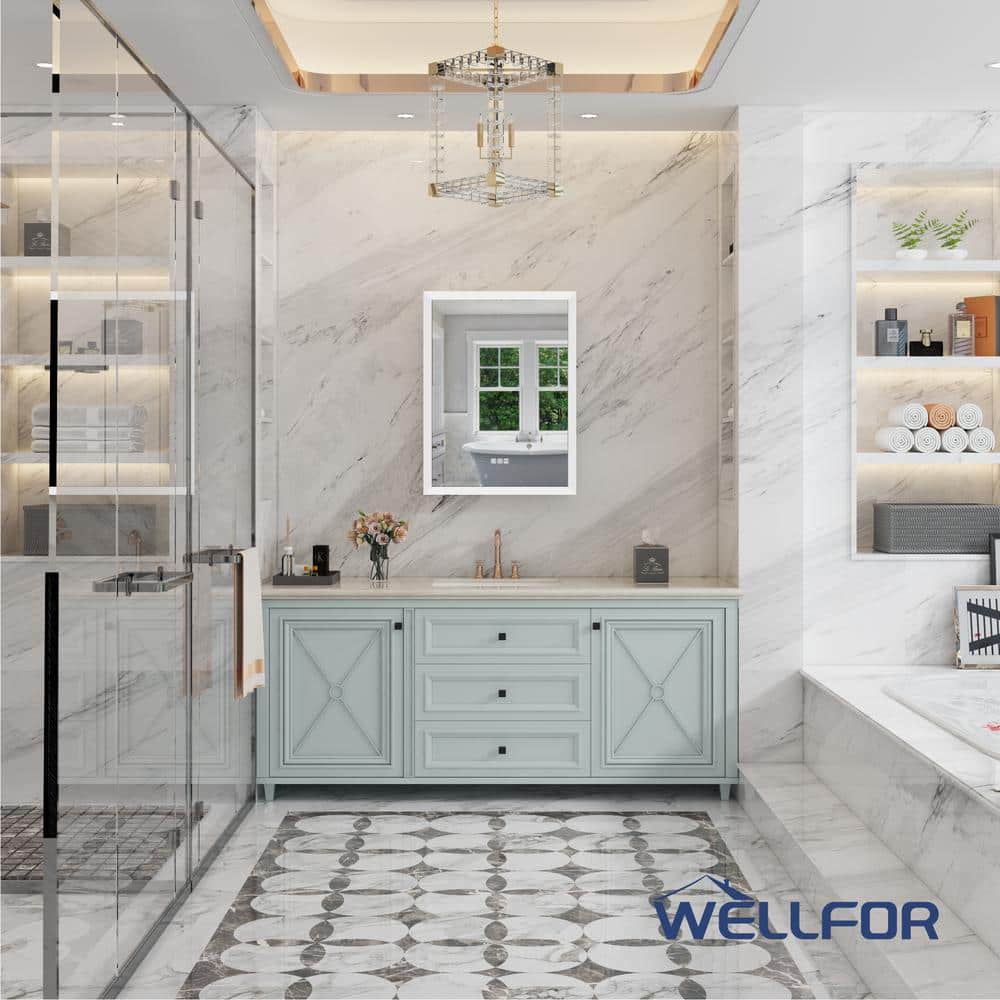 WELLFOR Aurora 24 in. W x 32 in. H Rectangular Surface or Recessed Mount Aluminum Medicine Cabinet with Mirror-Left Opening Door