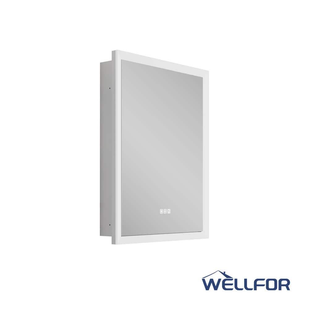 WELLFOR Aurora 24 in. W x 32 in. H Rectangular Surface or Recessed Mount Aluminum Medicine Cabinet with Mirror-Left Opening Door