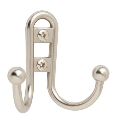 Amerock 2-3/4 in. Length Silver Zinc Small Double Prong Hook, 1 Pack