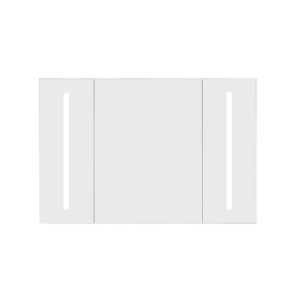 ROSWELL Rieti 48 in. W x 32 in. L Rectangular Surface-Mount LED Glass Surface Mount Medicine Cabinet with Mirror in Silver