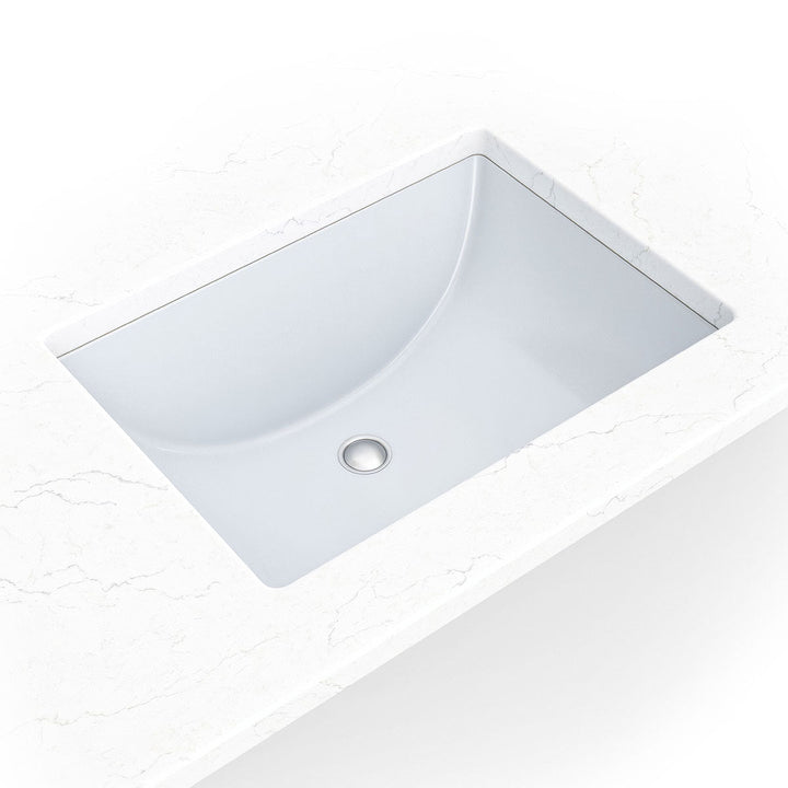 MSI Rectangle Undermount Porcelain Ceramic Bathroom Sink in White, 20-3/8" x 15-1/8" (Outside), 18-1/8" x 13" (Inside)