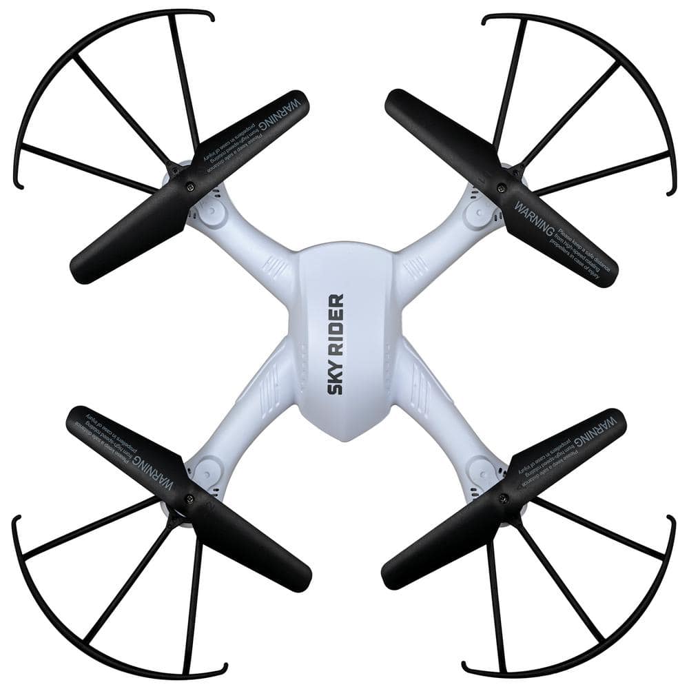 SKY RIDER Pro Quadcopter Drone with Wi-Fi Camera, Remote and Phone Holder, White