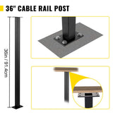 SKYSHALO Cable Rail Post Level Deck Stair Post 36 x 1.5 x 1.5 in. Cable Handrail Post Stainless Steel Brushed Finishing Deck