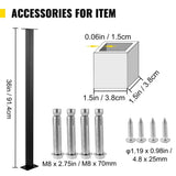 SKYSHALO Cable Rail Post Level Deck Stair Post 36 x 1.5 x 1.5 in. Cable Handrail Post Stainless Steel Brushed Finishing Deck