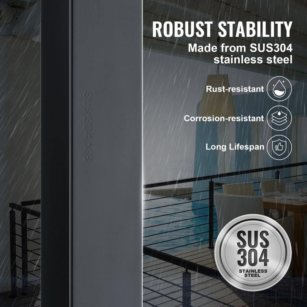 SKYSHALO Cable Railing Post 42 in.x 2 in. x 2 in. Steel Level Deck Railing Post without Holes SUS304 Stainless Steel Cable Rail