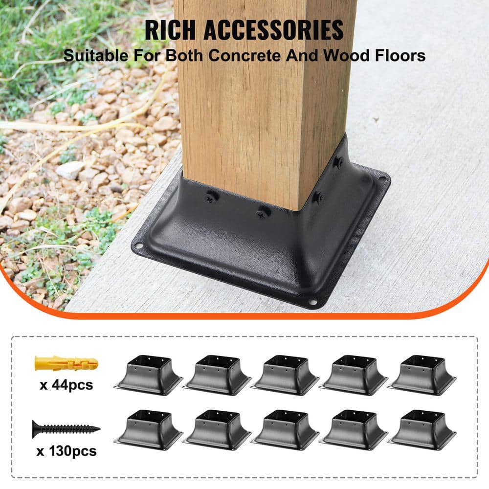 SKYSHALO Post Base 4 x 4 in. 10 Pcs Internal 3.6 x 3.6 in. Heavy Duty Powder-Coated Steel Post Bracket for Standard Wood Anchor