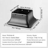 SKYSHALO Post Base 4 x 4 in. 10 Pcs Internal 3.6 x 3.6 in. Heavy Duty Powder-Coated Steel Post Bracket for Standard Wood Anchor