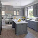 J COLLECTION Bristol Painted Slate Gray Shaker Assembled 18 in.W x 32.5 in.H x 23.75 in.D Accessible ADA 1 Draw Base Kitchen Cabinet