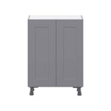 J COLLECTION Bristol Painted Slate Gray Shaker Assembled Base Kitchen Cabinet with 3 Inner Drawers (24 in. W x 34.5 in. H x 14 in. D)