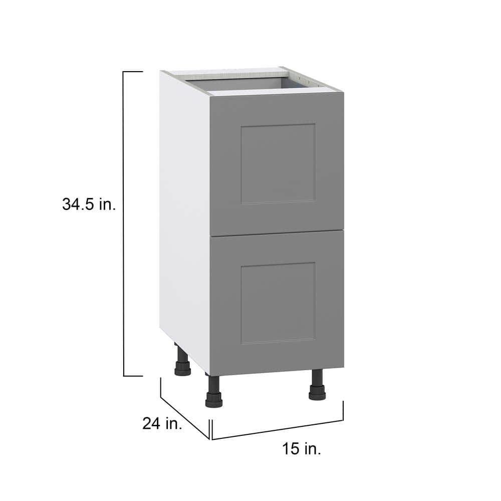 J COLLECTION Bristol Painted Slate Gray Shaker Assembled Base Kitchen Cabinet with Draw (15 in. W x 34.5 in. H x 24 in. D)