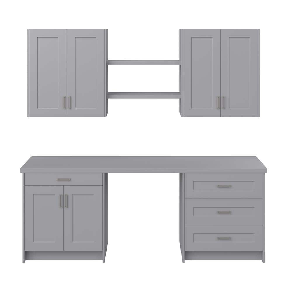 J COLLECTION Bristol 92.5 in. W x 89.5 in. H x 24 in. D Painted Slate Gray Assembled Office Base Cabinet Bundle