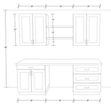 J COLLECTION Bristol 92.5 in. W x 89.5 in. H x 24 in. D Painted Slate Gray Assembled Office Base Cabinet Bundle
