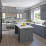 J COLLECTION Bristol Painted Slate Gray Shaker Assembled 18 in. W x 34.5 in. H x 21 in. D Vanity 1 Drawer Base Kitchen Cabinet