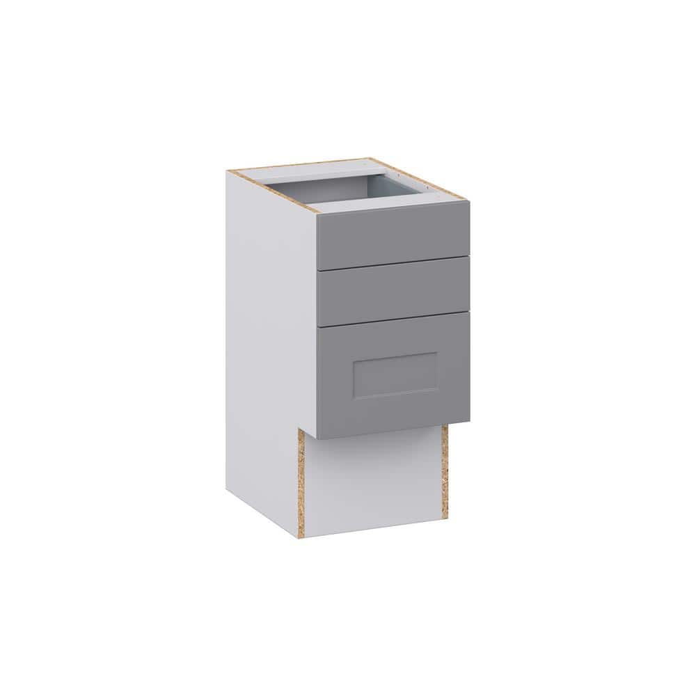 J COLLECTION Bristol Painted Slate Gray Shaker Assembled 15 in.W x 30 in.H x 21 in.D Vanity ADA 3 Drawers Base Kitchen Cabinet