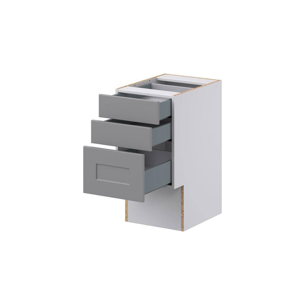 J COLLECTION Bristol Painted Slate Gray Shaker Assembled 15 in.W x 30 in.H x 21 in.D Vanity ADA 3 Drawers Base Kitchen Cabinet