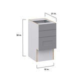 J COLLECTION Bristol Painted Slate Gray Shaker Assembled 15 in.W x 30 in.H x 21 in.D Vanity ADA 3 Drawers Base Kitchen Cabinet