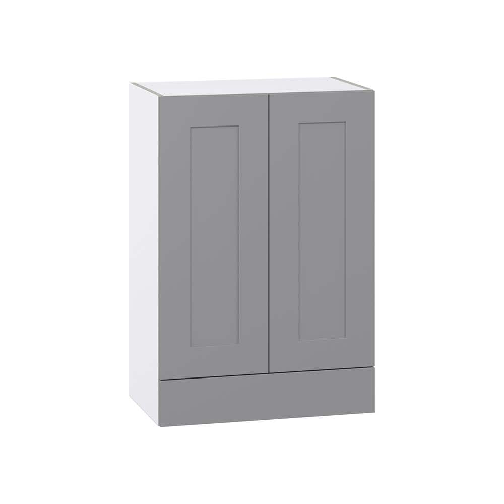 J COLLECTION Bristol Painted Slate Gray Shaker Assembled Wall Kitchen Cabinet with a Drawer (24 in. W x 35 in. H x 14 in. D)