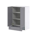 J COLLECTION Bristol Painted Slate Gray Shaker Assembled Wall Kitchen Cabinet with a Drawer (24 in. W x 35 in. H x 14 in. D)