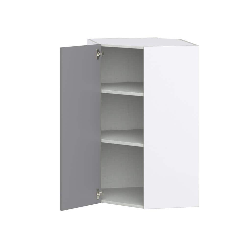 J COLLECTION Bristol Painted Slate Gray Shaker Assembled Wall Diagonal Corner Kitchen Cabinet (24 in. W x 40 in. H x 14 in. D)