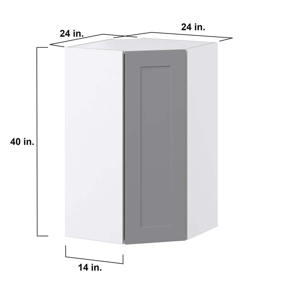 J COLLECTION Bristol Painted Slate Gray Shaker Assembled Wall Diagonal Corner Kitchen Cabinet (24 in. W x 40 in. H x 14 in. D)