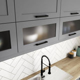 J COLLECTION 24 in. W x 40 in. H x 14 in. D Bristol Painted Slate Gray Shaker Assembled Glass Wall Diagonal Corner Kitchen Cabinet